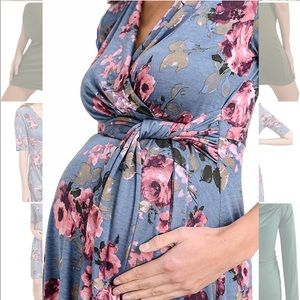 Maternity Floral Wrap Dress